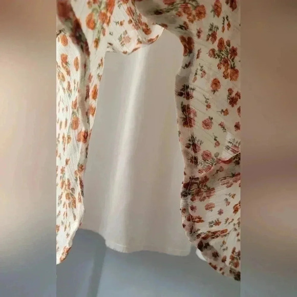 Trixxi Burnt Orange and Cream Floral Dress, size medium - Picture 7 of 11